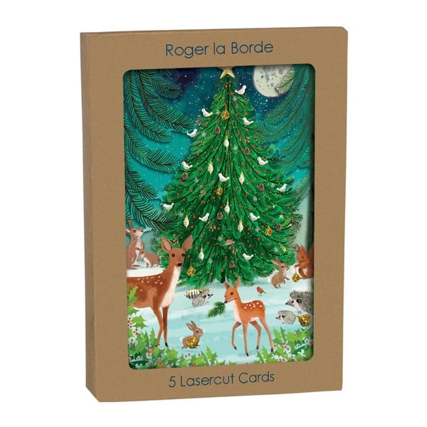 Apsveikumu kartītes (5 gab.) ar Ziemassvētku motīvu Heart of the Forest  – Roger la Borde-image-1