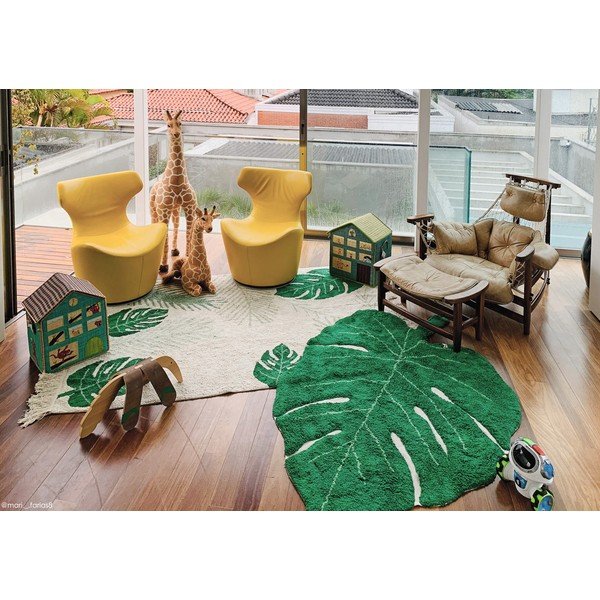 Tumši zaļš mazgājams/ar rokām darināts kokvilnas bērnu paklājs 120x180 cm Monstera Leaf – Lorena Canals-image-4