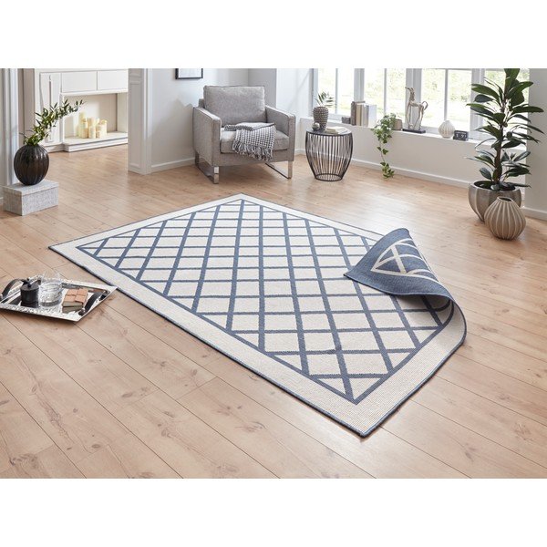 Zils un krēmkrāsas āra paklājs NORTHRUGS Sydney, 150 x 80 cm-image-1