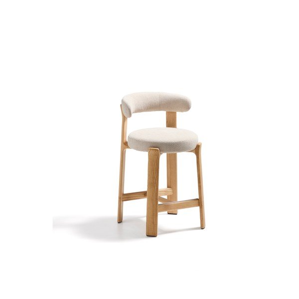 Bēšs/gaiša dabīga toņa oša masīvkoka bāra krēsls (sēdekļa augstums 65 cm) Granite – Kave Home