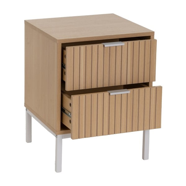 Dabīga toņa naktsskapītis ar ozolkoka imitāciju Mid-Lines – Casa Selección-image-1