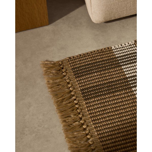 Bēšs divpusējs/ar rokām darināts paklājs 60x90 cm Barani – Kave Home-image-2