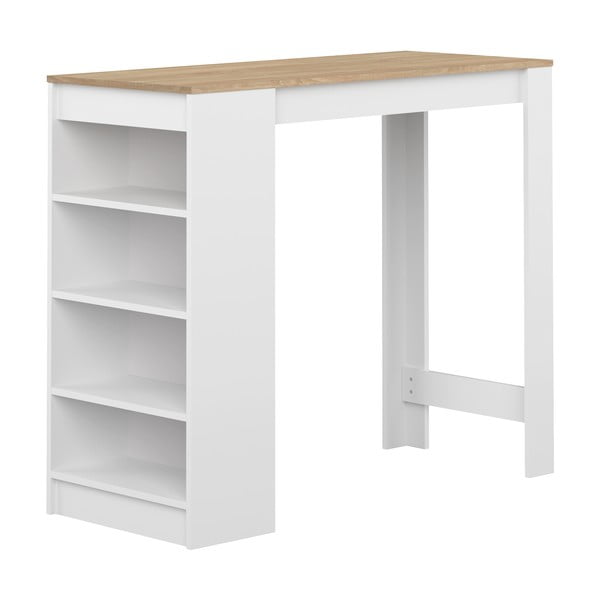Balts bāra galds ar ozolkoka virsmu 115x50 cm Aravis - TemaHome 