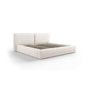 Bēša polsterēta divvietīga gulta ar veļas kasti un režģi 180x200 cm Arendal – Cosmopolitan Design