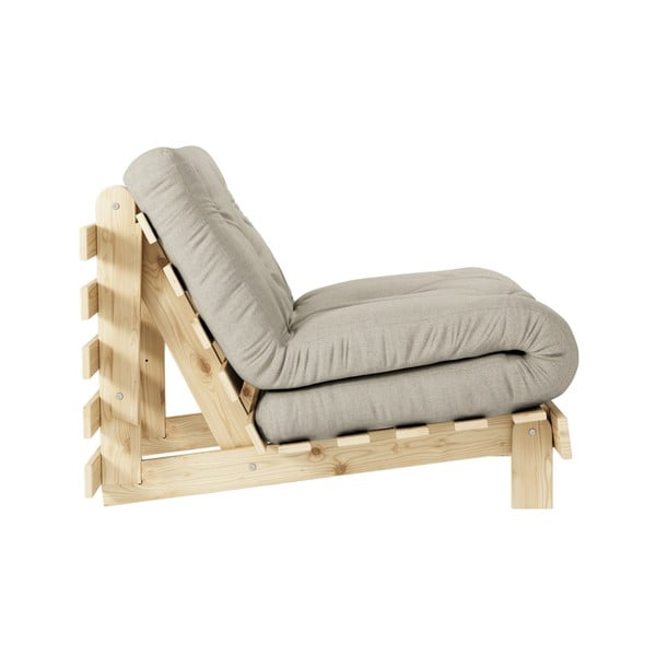 Pelēkbēšs izvelkams lina atpūtas krēsls Roots – Karup Design-image-4