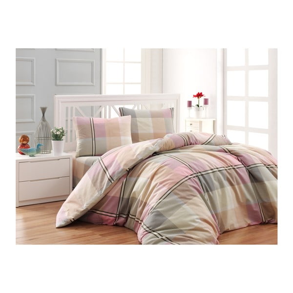 Krāsaina divguļamās gultas pārklājiņš no ranforce kokvilnas Check Me, 200 x 220 cm