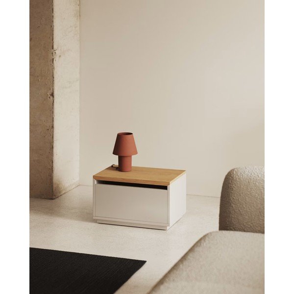 Dabīga toņa lāde ar ozolkoka imitāciju 60x35 cm Abilen – Kave Home-image-1