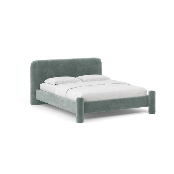 Gaiši zila polsterēta divvietīga gulta ar redelēm 160x200 cm Vera – Micadoni 