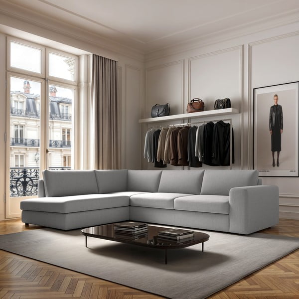 Gaiši pelēks stūra dīvāns (ar kreiso stūri/L veida) Baga – Rodier-image-1