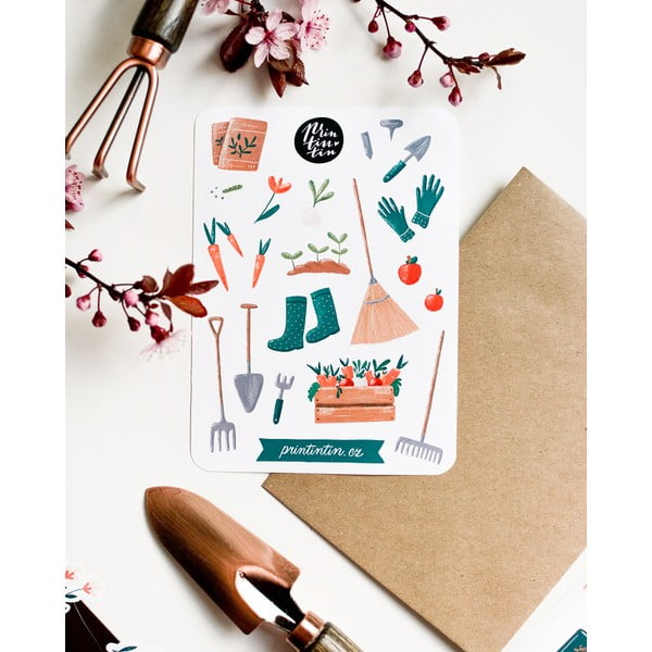 Vinila uzlīmju loksne ar dārza motīvu Printintin, 10,5 cm x 14,5 cm-image-1