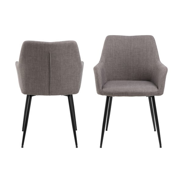 Gaiši pelēki polsterēti ēdamistabas krēsli ar roku balstiem (2 gab.) Lizzy – Actona-image-2