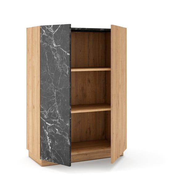 Melns/dabīga toņa ozolkoka imitācijas skapis 90x127 cm Dione – Marckeric-image-4