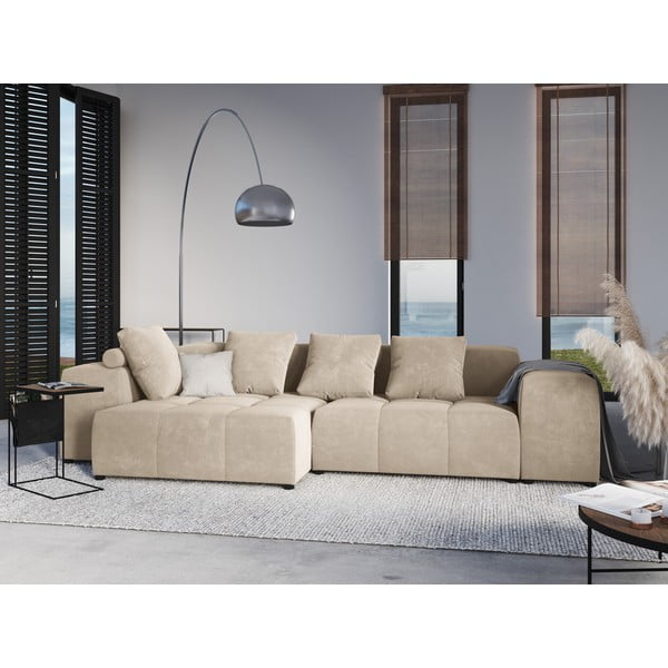 Bēšs samta spilvens modulārajam dīvānam Rome Velvet – Cosmopolitan Design -image-3