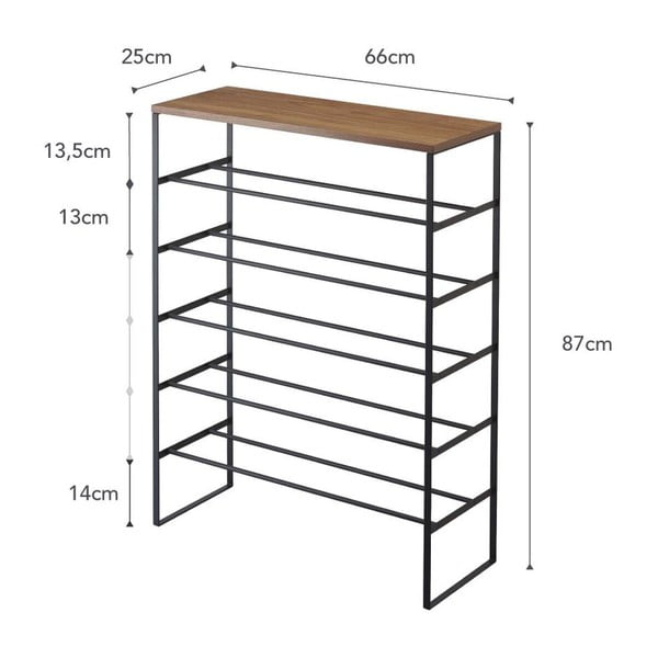Melns metāla apavu plaukts Tower – YAMAZAKI-image-4