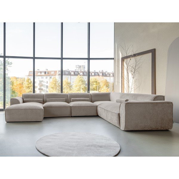 Bēšs stūra dīvāns (ar labo stūri/U veida) Flex Felix – Miuform-image-1