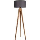 Tumši pelēka/dabīga toņa stāvlampa ar auduma abažūru (augstums 153 cm) Tripod – Opviq lights