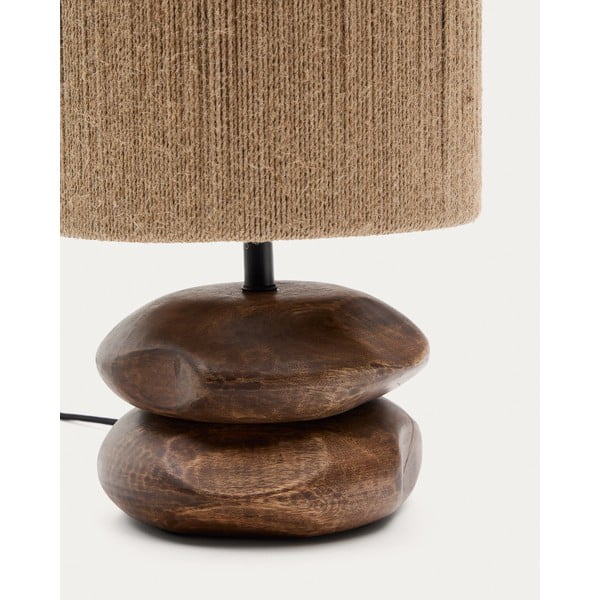 Tumša dabīga toņa akācijas masīvkoka galda lampa (augstums 43 cm) Kor – Kave Home-image-3