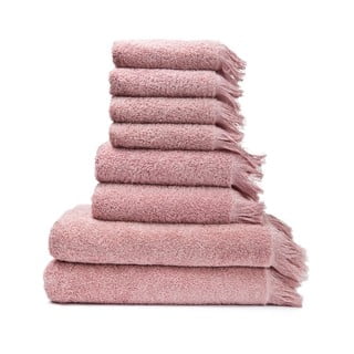8 rozā dvieļu komplekts no 100% kokvilnas Bonami Selection