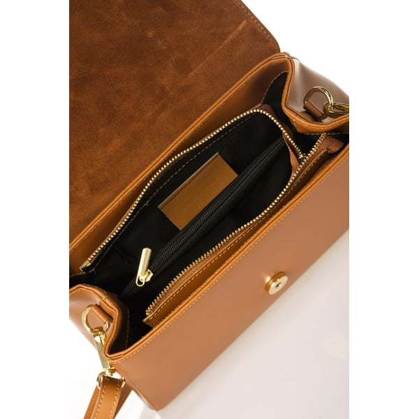 Oranža ādas rokassomiņa Federica Bassi Marta-image-1