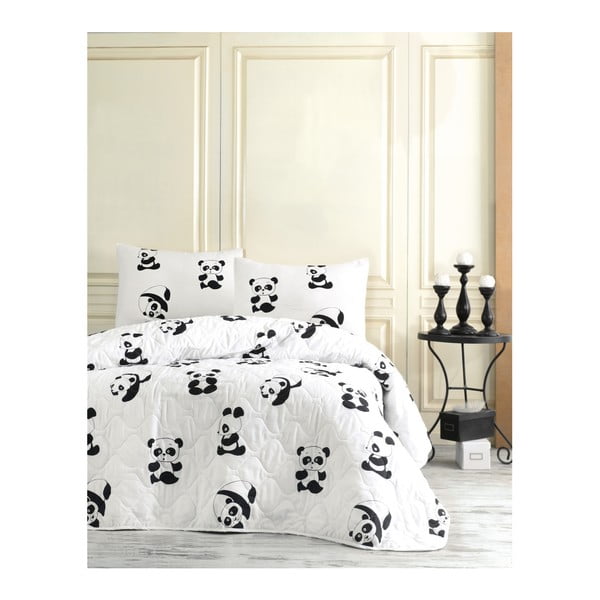 Divguļamās gultas pārklājs ar 2 spilvendrānām Mijolnir Panda, 200 x 220 cm