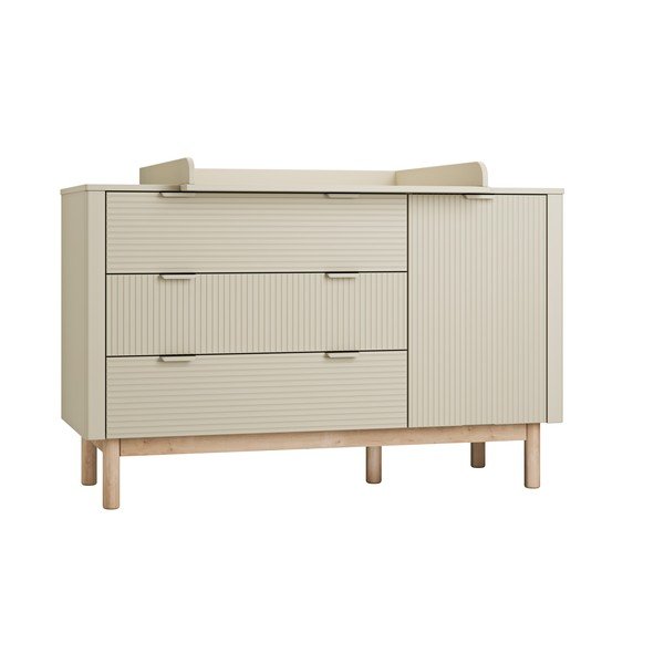 Bēša zema bērnu kumode 144,5x52 cm Miloo – Pinio-image-2
