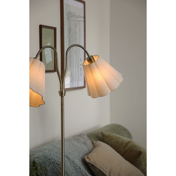 Bēša/misiņa krāsas lina stāvlampa ar saliekamu konstrukciju (augstums 149 cm) Veya – Markslöjd-image-1