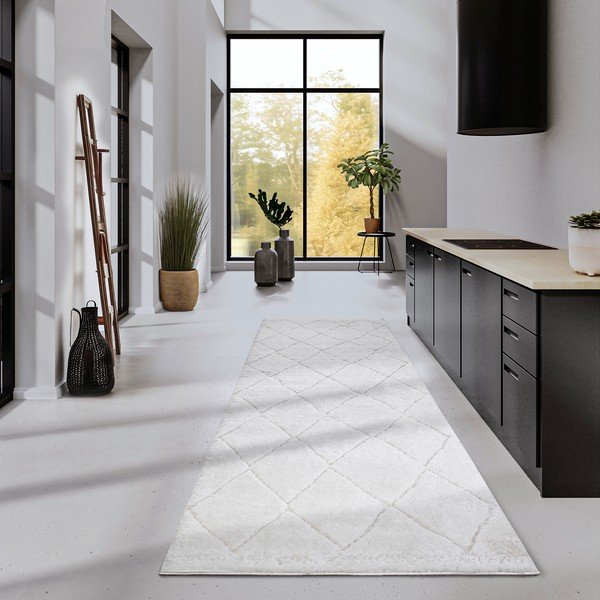 Krēmkrāsas celiņa paklājs 80x240 cm Perrotin Cream White – Elle Decoration-image-1