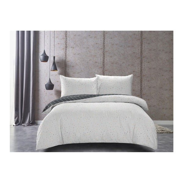 DecoKing Paneļi, pelēki un balti, abpusēji satīna kokvilnas gultasveļa, 155 x 200 cm-image-1