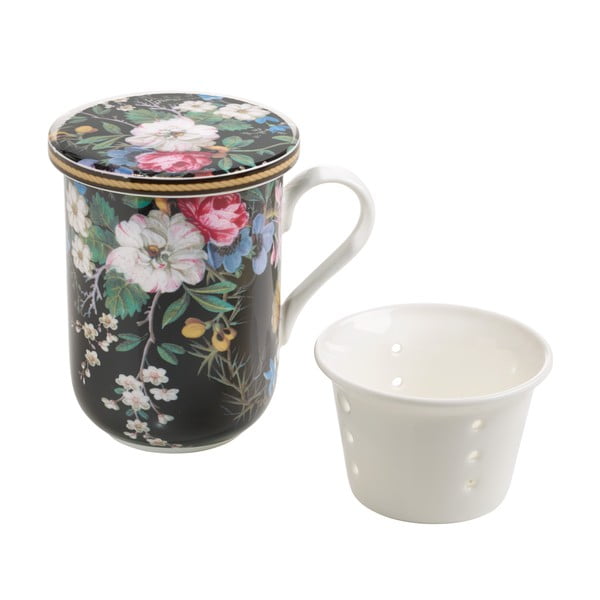 Kaula porcelāna krūze ar sietiņu Maxwell & Williams Floral Midnight Blossom