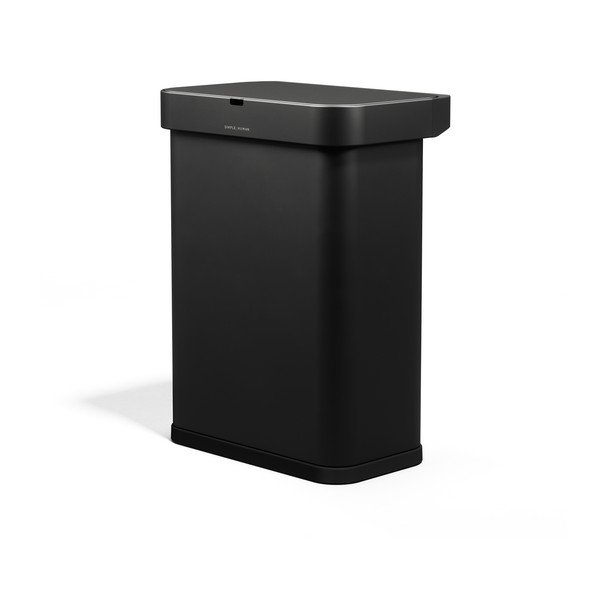 Melna bezkontakta tērauda atkritumu tvertne 58 l Sensor – simplehuman