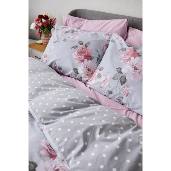 Pelēka divguļamā kokvilnas gultasveļa Bonami Selection Belle, 200 x 220 cm-image-4