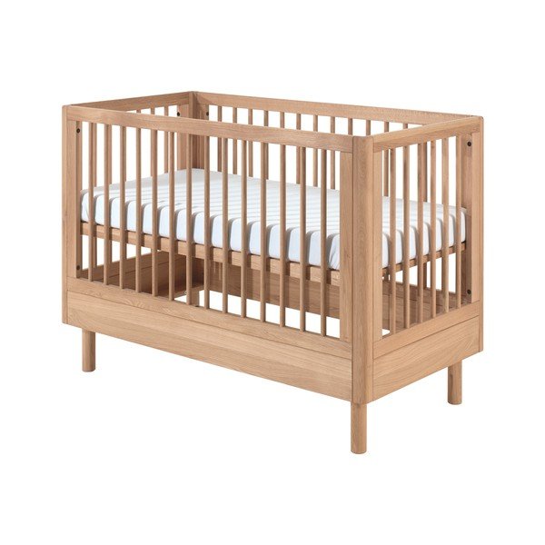 Dabīga toņa ozola masīvkoka bērnu gultiņa ar regulējamu augstumu 60x120 cm Forrest – Vipack