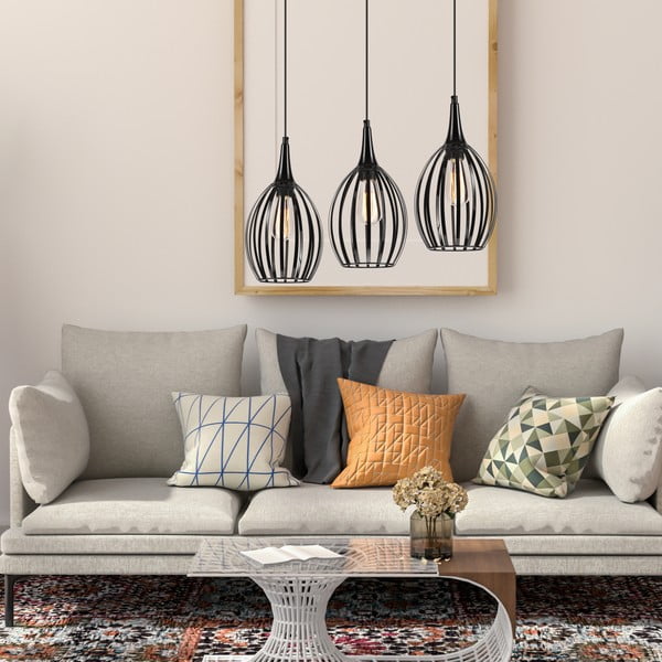 Melna piekaramā lampa ø 17,5 cm Vincent – LAMKUR-image-2