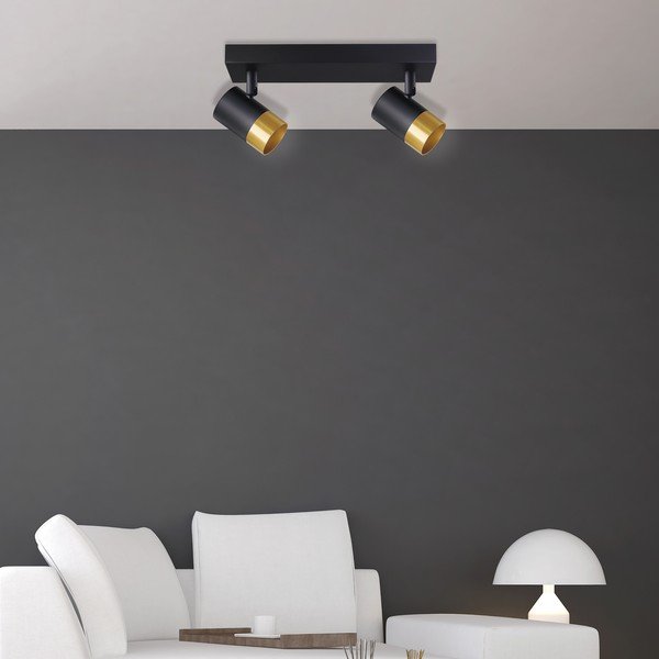 Melna/zelta krāsas griestu lampa ar metāla abažūru 34x5,5 cm Tobi – Candellux Lighting-image-1
