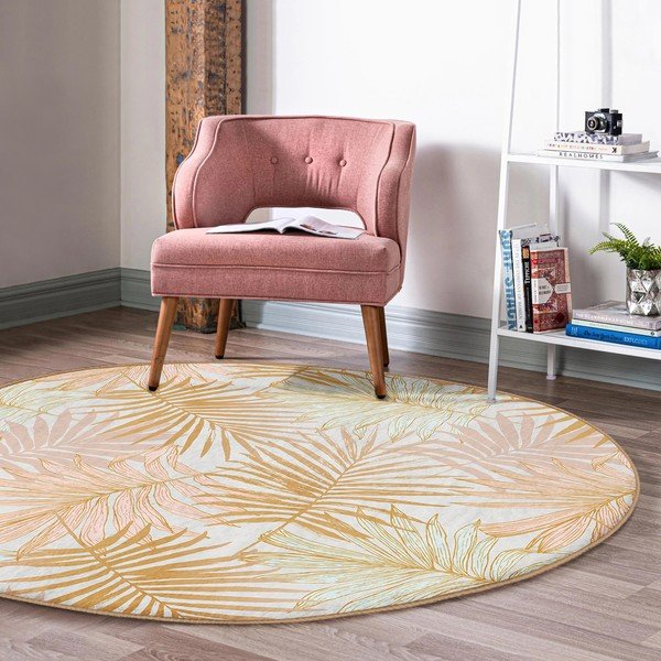 Dzeltens mazgājams robotu putekļu sūcējiem piemērots apaļš paklājs ø 80 cm Comfort – Mila Home-image-3