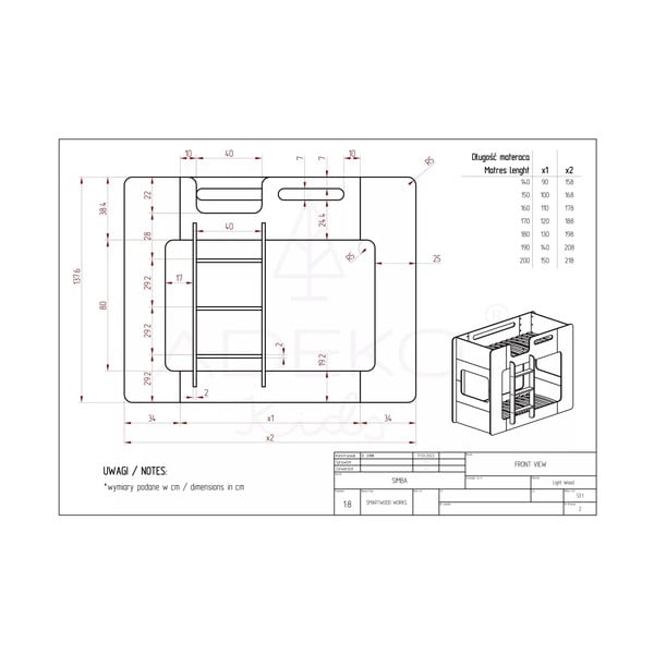 Bērnu divstāvu gulta 90x200 cm Simba – Adeko-image-3