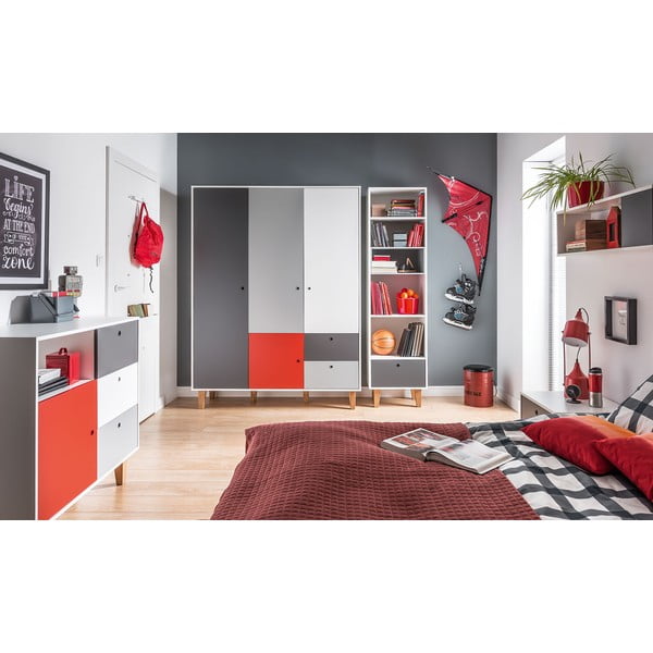 Balta un pelēka kumode ar sarkanu detaļu Vox Concept-image-1