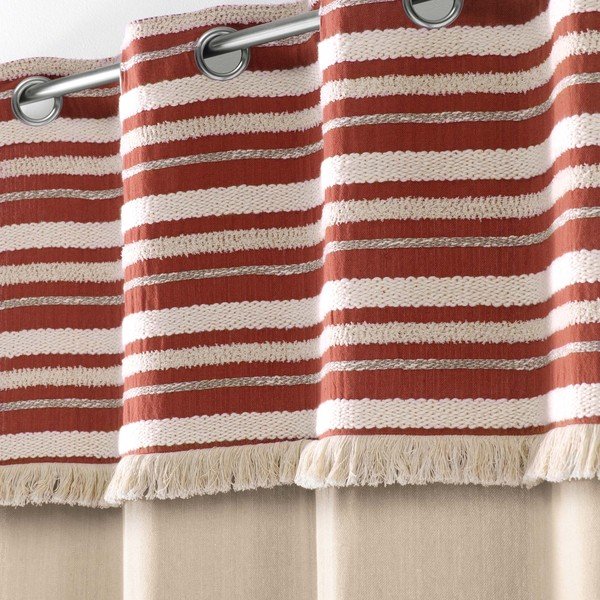 Ķieģeļu sarkans/dabīga toņa kokvilnas aizkars 140x240 cm Atlas – douceur d'intérieur-image-1