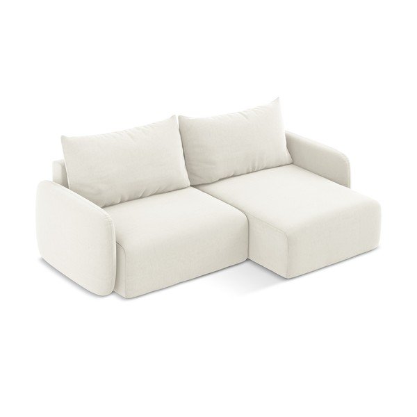 Krēmkrāsas samta salokāms stūra dīvāns ar uzglabāšanas vietu (ar labo stūri/ar zvilni) Kalena – Makamii-image-3