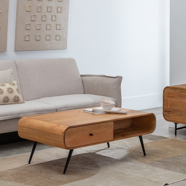 Dabīga toņa ciedra masīvkoka žurnālgaldiņš 60x120 cm Mahón – Ixia-image-1