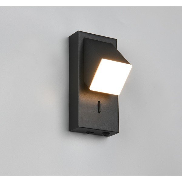 Matēti melna LED sienas lampa Raglan – Trio-image-2
