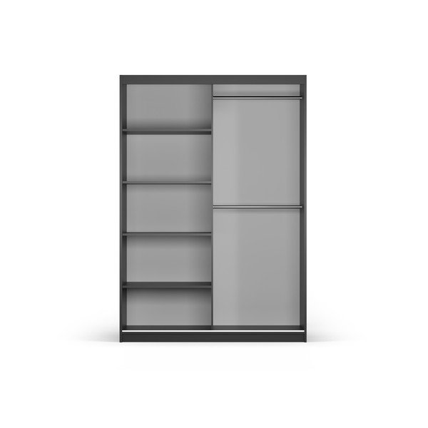 Melns drēbju skapis ar spoguli un bīdāmām durvīm 151x215 cm Lisburn – Cosmopolitan Design-image-3