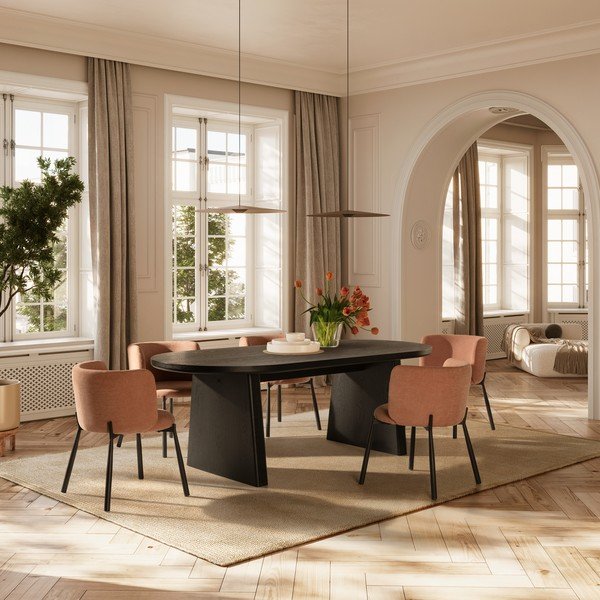 Persiku oranži polsterēti ēdamistabas krēsli (2 gab.) Ginny – MOME-image-1