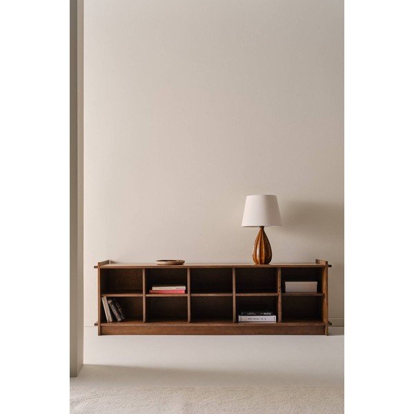 Tumša dabīga toņa priedes masīvkoka grāmatplaukts 193x60x40 cm Apelvik – Jotex-image-1