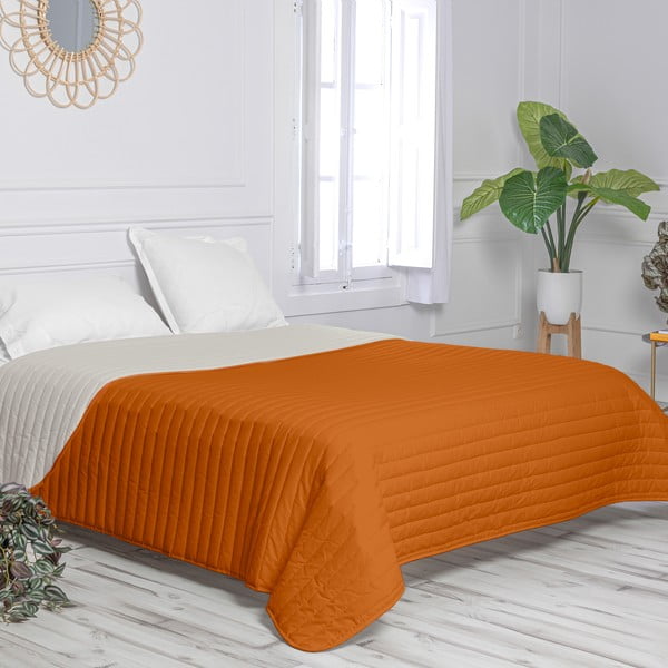 Oranžs/bēšs kokvilnas stepēts gultas pārklājs 240x260 cm Dash – Happy Friday