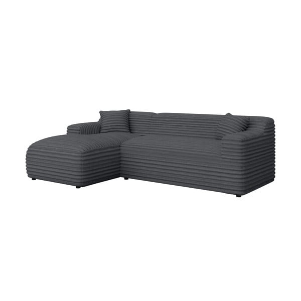 Tumši pelēks velveta stūra dīvāns (ar kreiso stūri/ar zvilni) Martin – Ropez-image-2