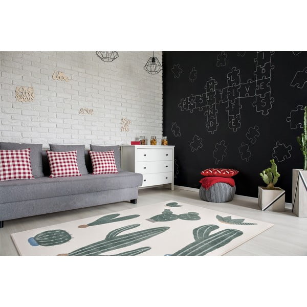 Zaļš/ziloņkaula krāsas bērnu paklājs 80x150 cm Cacto Malachite – FD-image-1