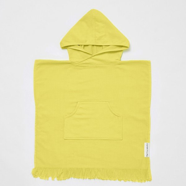 Dzeltens bērnu pludmales dvielis ar kapuci Sunnylife Checkerboard, 3–6 gadi-image-1