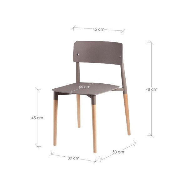 4 pelēku ēdamistabas krēslu komplekts ar koka kājām sømcasa Claire-image-3