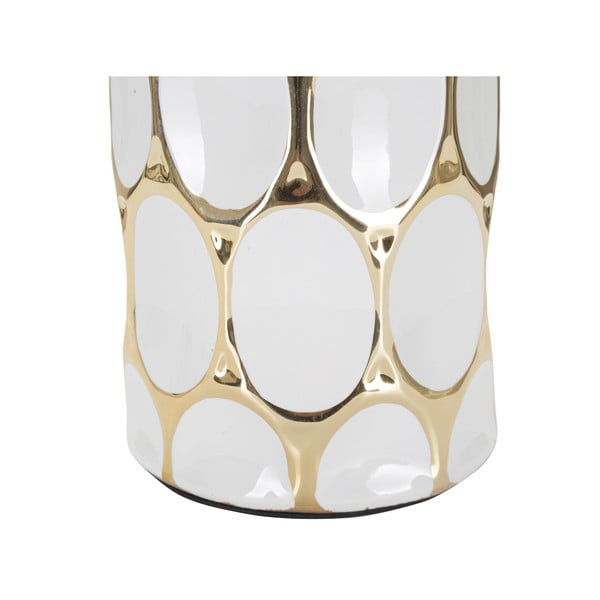 Balta/zelta krāsas keramikas galda lampa ar auduma abažūru (augstums 56 cm) Glam Carv – Mauro Ferretti-image-3